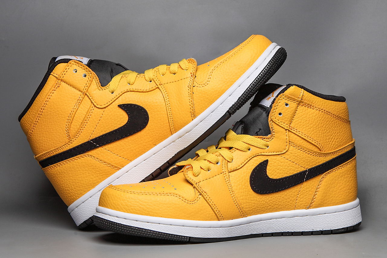 2019 Air Jordan 1 GS Yellow Black White Shoes - Click Image to Close